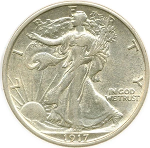 image for: 1917-D 50c Mintmark Reverse DGS AU53 (Lightly Cleaned)