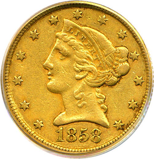 image for: 1858-C $5  PCGS XF45