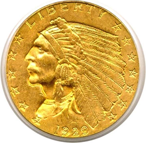 image for: 1929 $2 1/2 PCGS AU58
