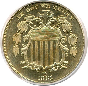 image for: 1881 5c PCGS/CAC Proof 66