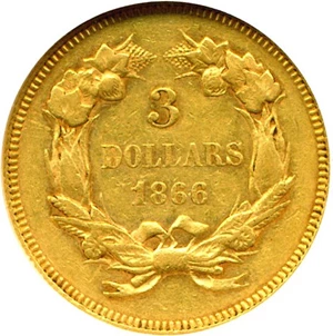 image for: 1866 $3 NGC AU53