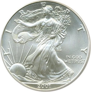 image for: 2001 $1 Silver Eagle PCGS Gem Uncirculated ex: WTC Ground Zero Recovery
