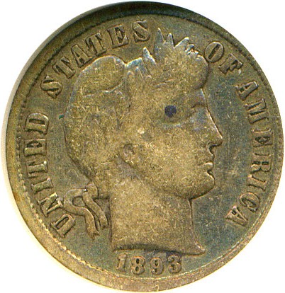 image for: 1893-S/S 10c  ANACS VG10 