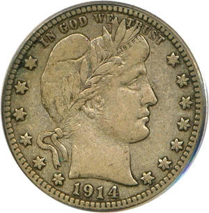 image for: 1914-S 25c PCGS VF35