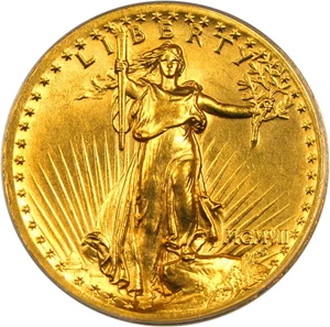 image for: 1907 $20 High Relief - Wire Edge PCGS MS63