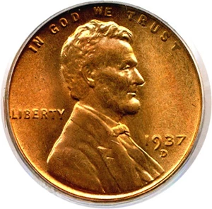 image for: 1937-D 1c PCGS MS66 RD
