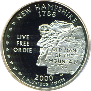 image for: 2000-S 25c New Hampshire PCGS Proof 69 DCameo