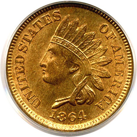 image for: 1864 1c Bronze PCGS MS64 RD