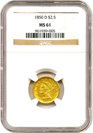 image for: 1850-D $2 1/2 NGC MS61