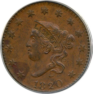 image for: 1820 1c Large Date PCGS AU55