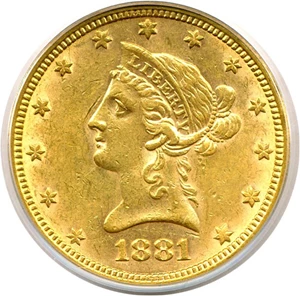 image for: 1881 $10 PCGS AU55