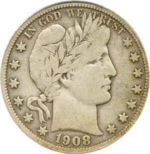 image for: 1908-S 50c PCGS F12