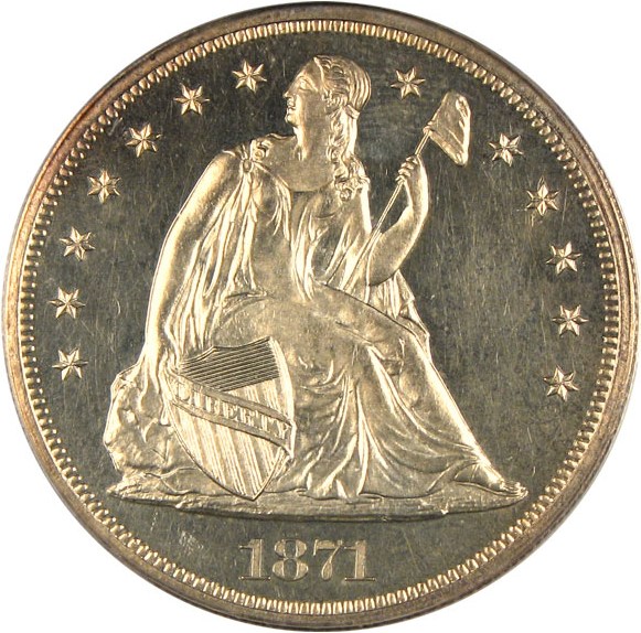 image for: 1871 $1  PCGS/CAC Proof 63 OGH