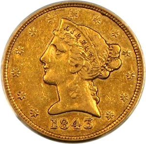 image for: 1843-D $5 PCGS/CAC XF45 (Medium D)