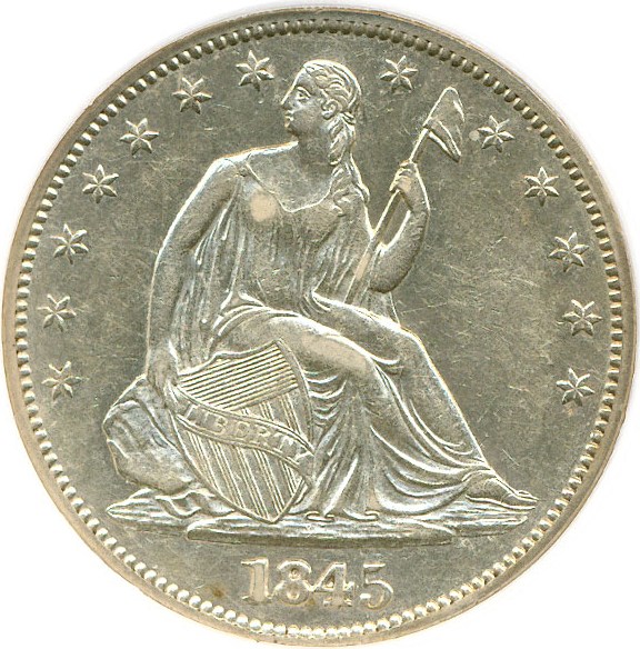 image for: 1845 50c  NGC AU58