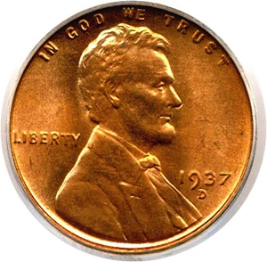 image for: 1937-D 1c PCGS MS66 RD