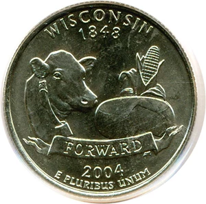 image for: 2004-D 25c Wisconsin - Extra Leaf Low PCGS MS65