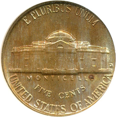 image for: 1948-D 5c  NGC MS65 * Color *