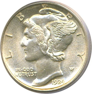 image for: 1924-D 10c PCGS MS65 FB