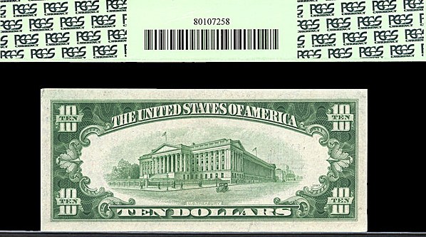image for: Fr.1702 1934A $10 with blue seal and serial numbers. PCGS Choice CU63  [B17671999A]