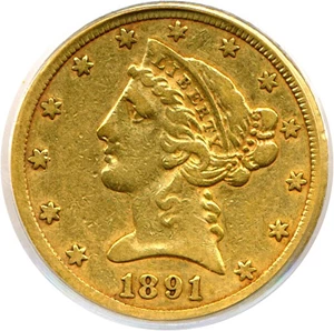 image for: 1891-CC $5 PCGS VF25