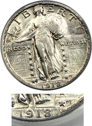 image for: 1918/7-S 25c PCGS AU55