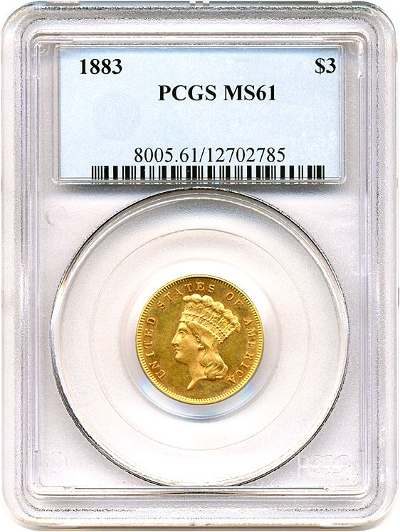 image for: 1883 $3  PCGS MS61
