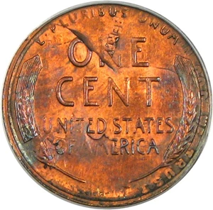 image for: Mint Error: 1958 1c PCGS MS64 RB (Foldover-Doublestruck in Collar)