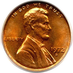 image for: 1972-S 1c PCGS MS65 RD