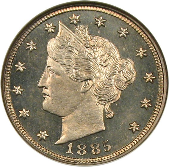 image for: 1885 5c  NGC/CAC Proof 66