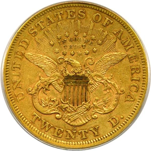 image for: 1866-S $20 Motto PCGS VF25 OGH