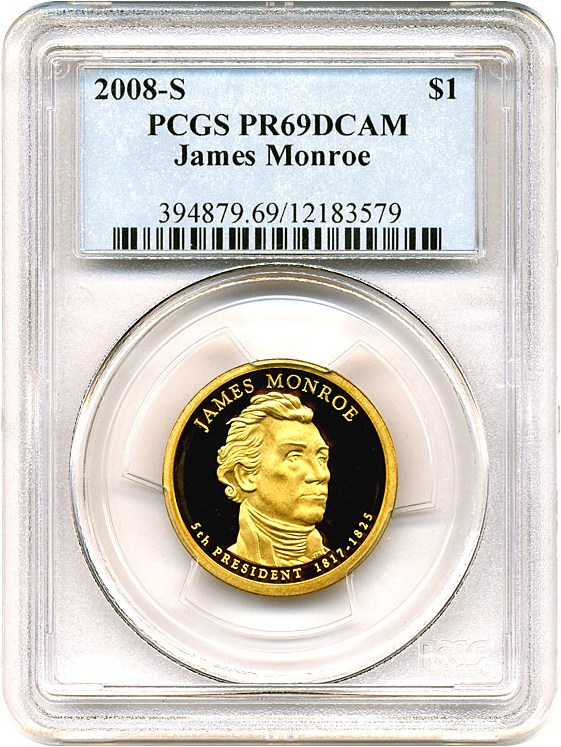 image for: 2008-S $1 James Monroe PCGS Proof 69 DCameo