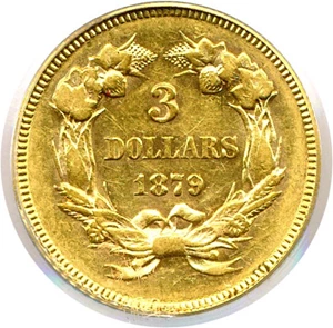 image for: 1879 $3 PCGS AU55
