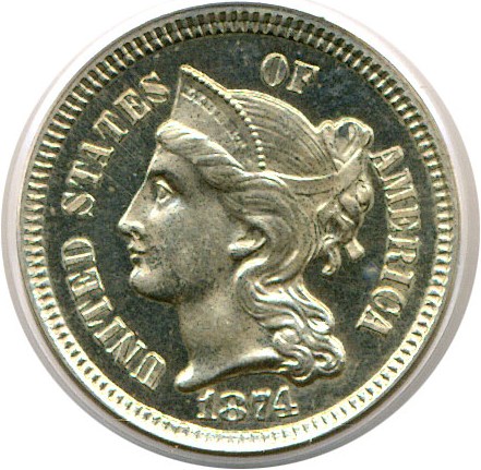 image for: 1874 3cN  PCGS Proof 65