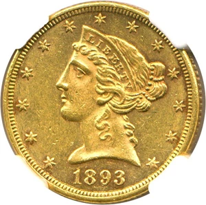 image for: 1893-CC $5 NGC AU58