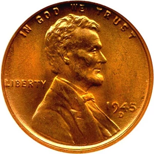 image for: 1945-D 1c NGC MS67 RD