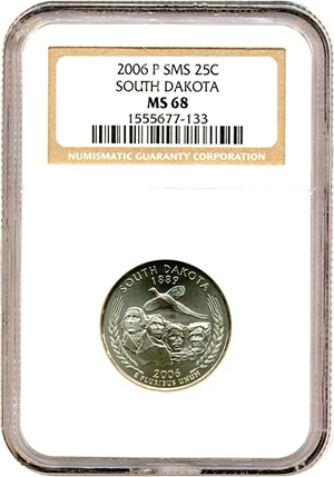 image for: 2006-P 25c South Dakota - Satin Finish NGC MS68