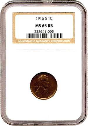 image for: 1916-S 1c NGC MS65 RB