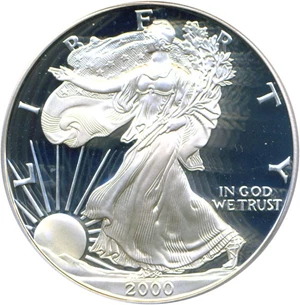 image for: 2000-P $1 Silver Eagle ICG Proof 69 DCameo