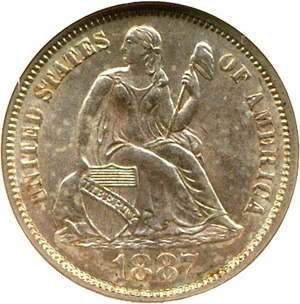 image for: 1887 10c NGC MS63