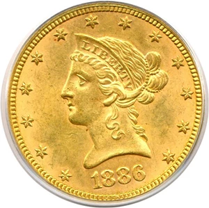 image for: 1886 $10 PCGS/CAC MS62