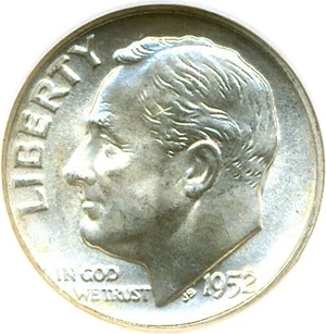 image for: 1952-D 10c NGC MS66 FT