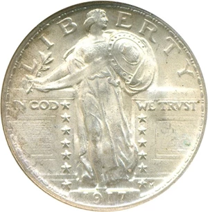 image for: 1917 25c Type 2 NGC MS66