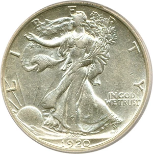 image for: 1920-S 50c PCGS AU50
