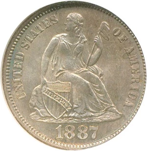 image for: 1887-S 10c NGC MS65