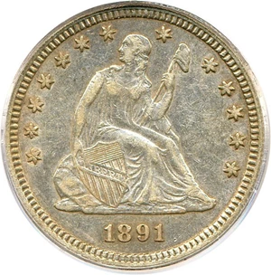 image for: 1891-S 25c PCGS AU50