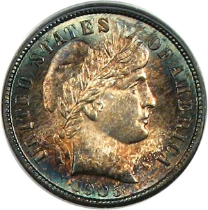 image for: 1905-S 10c PCGS MS64 *Color*
