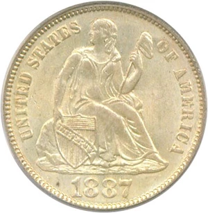 image for: 1887 10c PCGS MS64