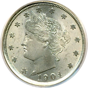 image for: 1904 5c PCGS MS65
