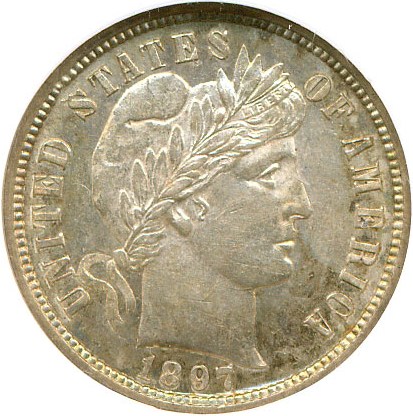image for: 1897-S 10c  NGC MS61